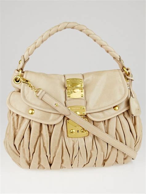 Miu Miu Sabbia Matelasse Lambskin Leather Coffer Hobo Bag